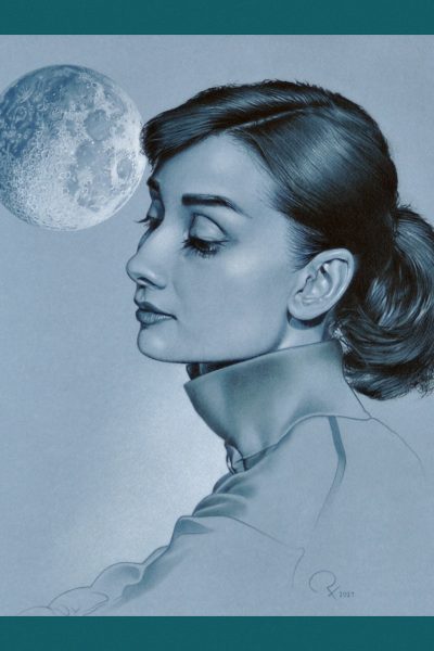 Dibujo a lápiz rostro Audrey Hepburn